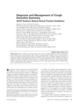 ACCP Guideline: Diagnosis and Management of Cough
