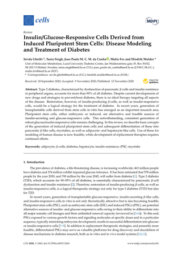 Insulin/Glucose-Responsive Cells Derived from Induced Pluripotent Stem Cells: Disease Modeling and Treatment of Diabetes