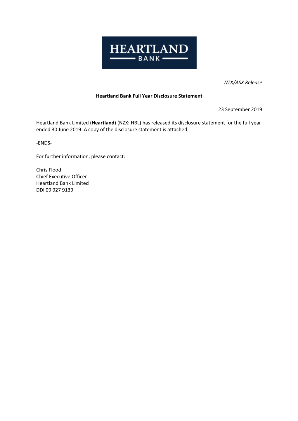 NZX/ASX Release Heartland Bank Full Year Disclosure Statement 23