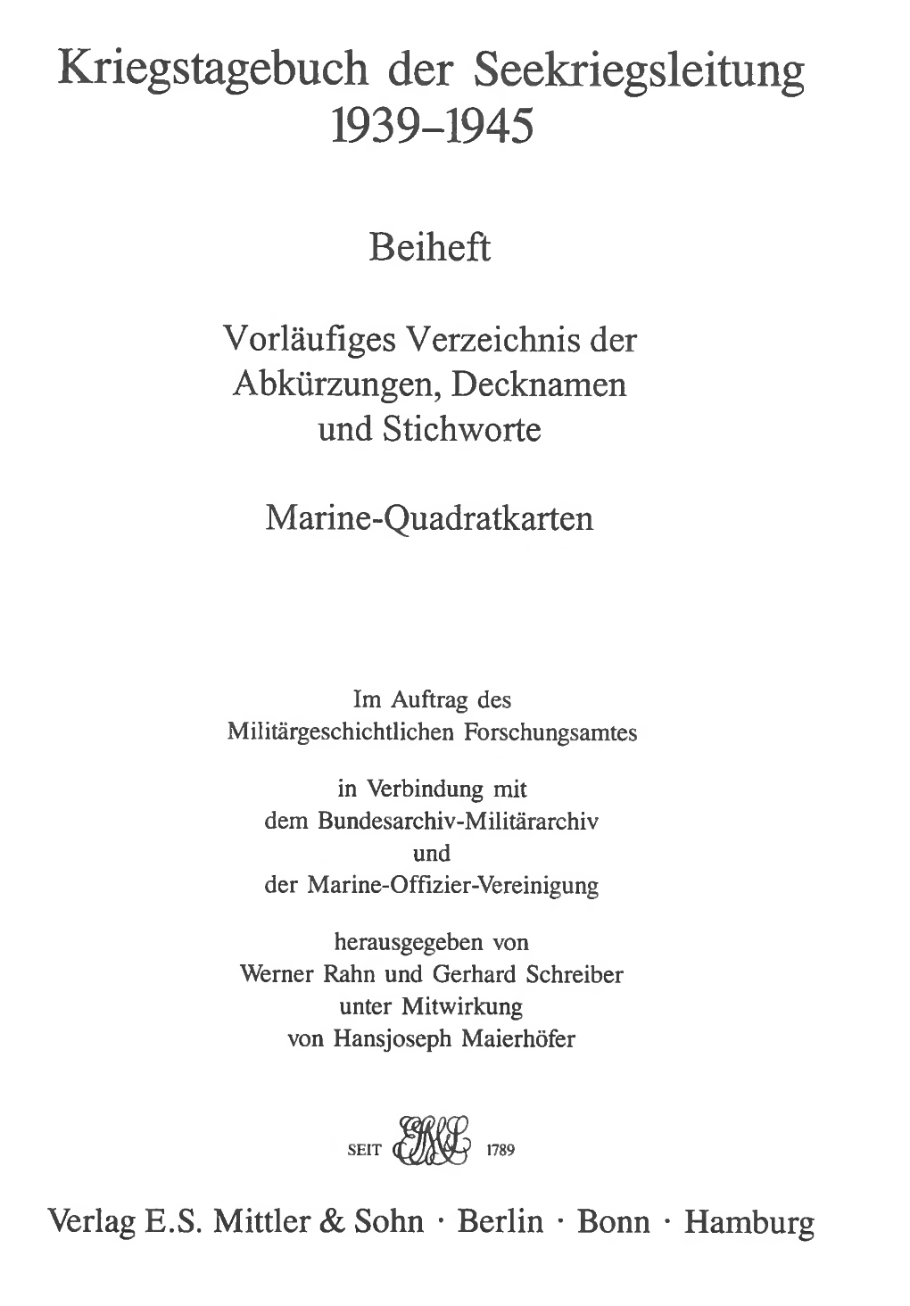 Kriegstagebuch Der Seekriegsleitung Kriegstagebuch Der Seekriegsleitung