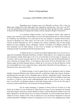 Notice Biographique Georges LICCIONI