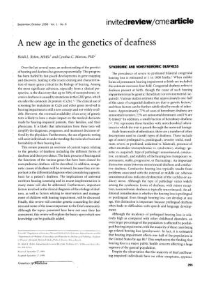 A New Age in the Genetics of Deafness