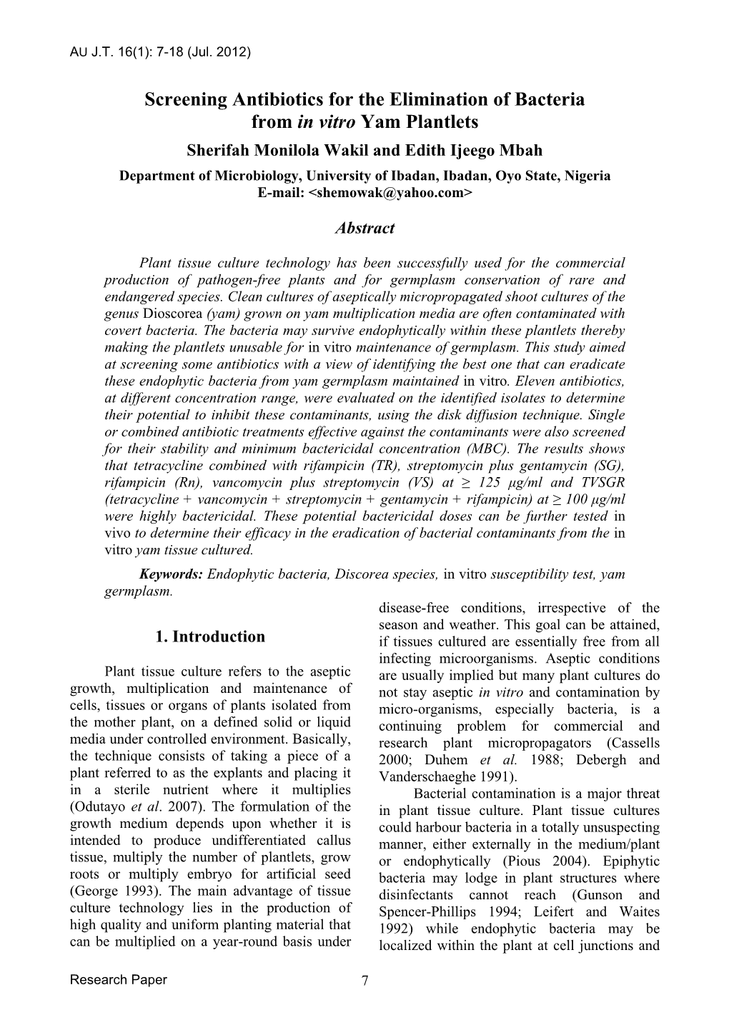 Screening Antibiotics for the Elimination of Bacteria