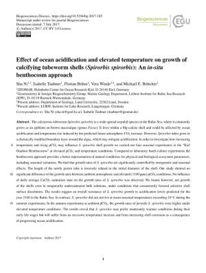 Effect of Ocean Acidification and Elevated Temperature on Growth Of