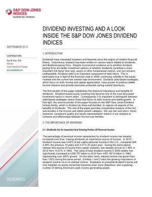 Dividend Investing and a Look Inside the S&P Dow Jones