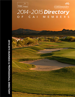2014-2015 Directory of CAI MEMBERS 2014-2015 BUSINESS PROFESSIONAL & DIRECTORY