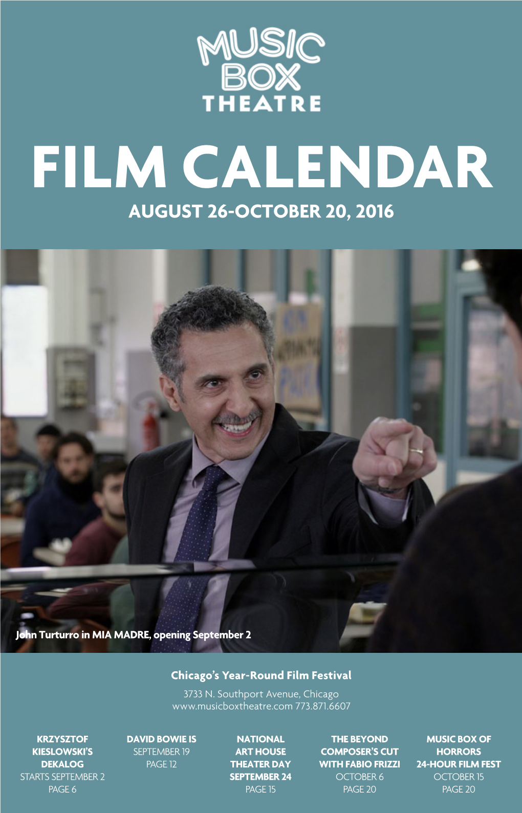 Film Calendar August 26-October 20, 2016