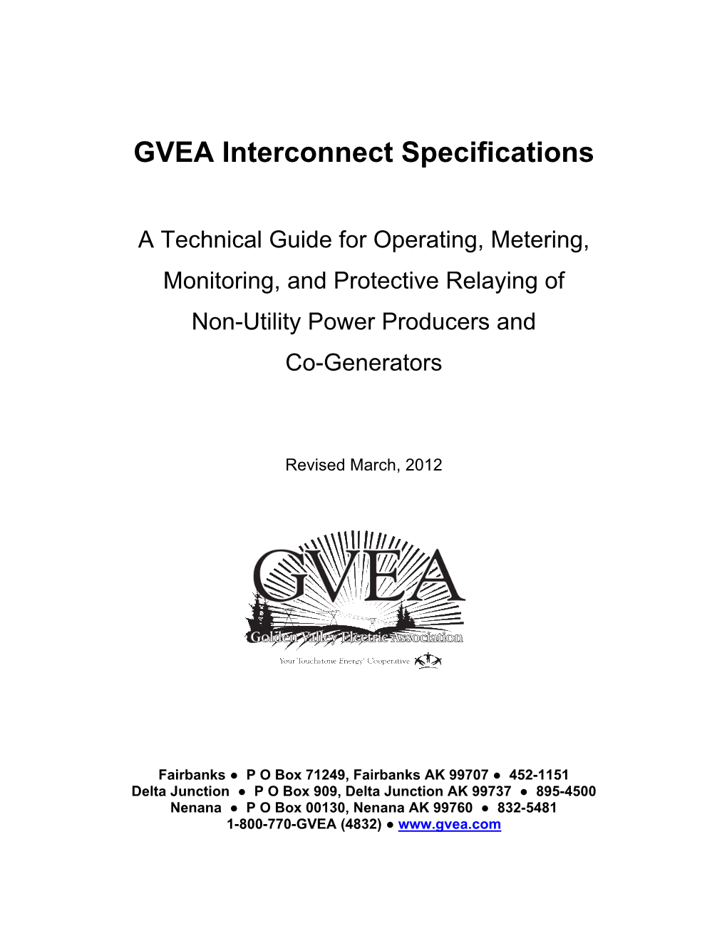GVEA Interconnect Specifications