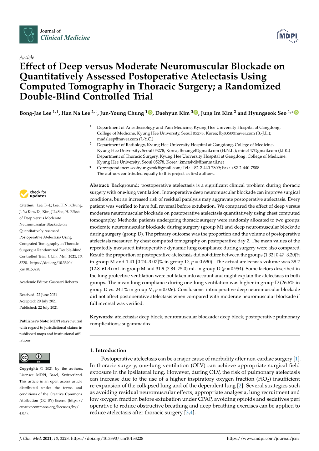 Effect of Deep Versus Moderate Neuromuscular Blockade on Quantitatively Assessed Postoperative Atelectasis Using Computed Tomogr