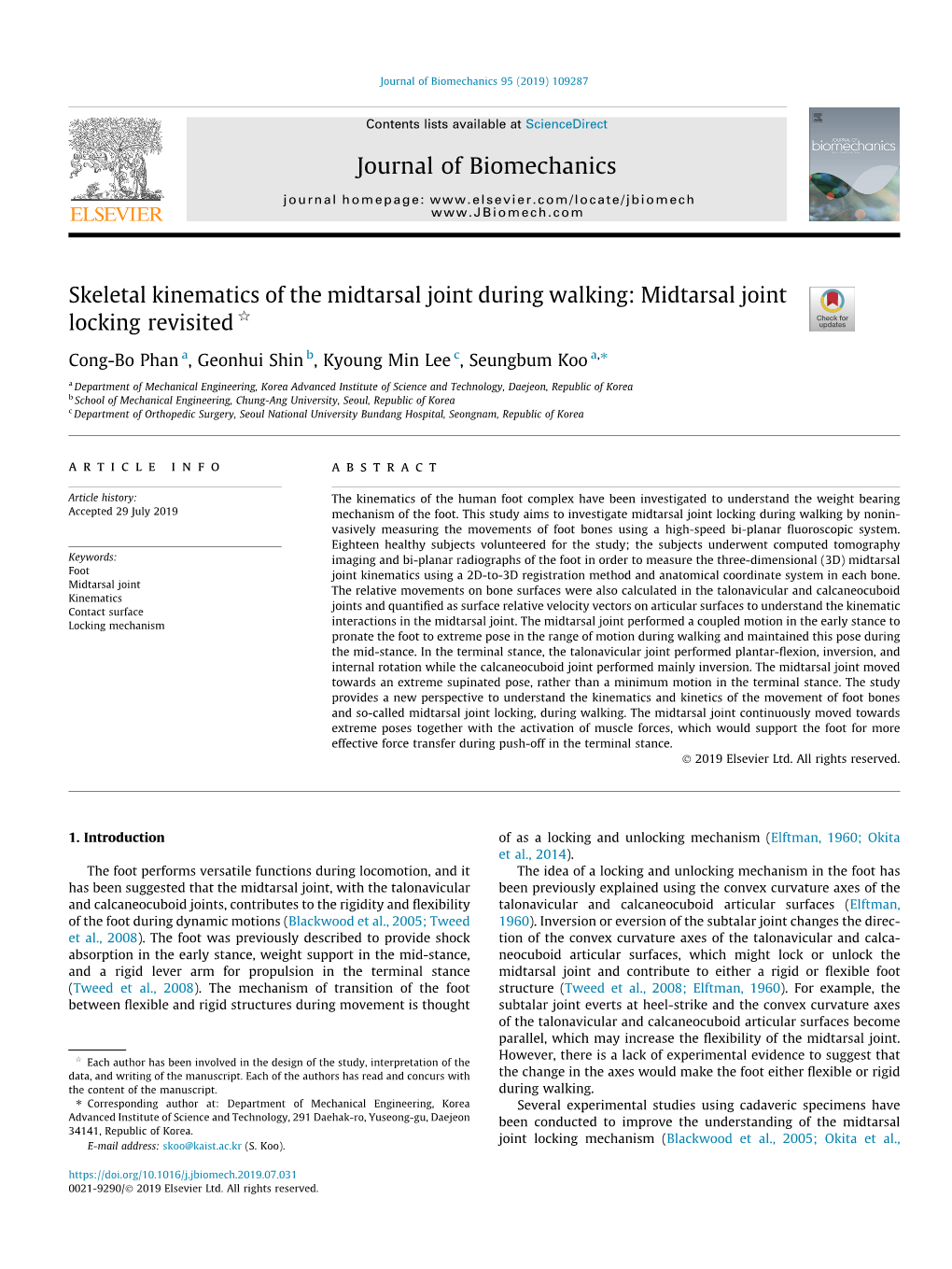 Skeletal Kinematics of the Midtarsal Joint During Walking: Midtarsal Joint