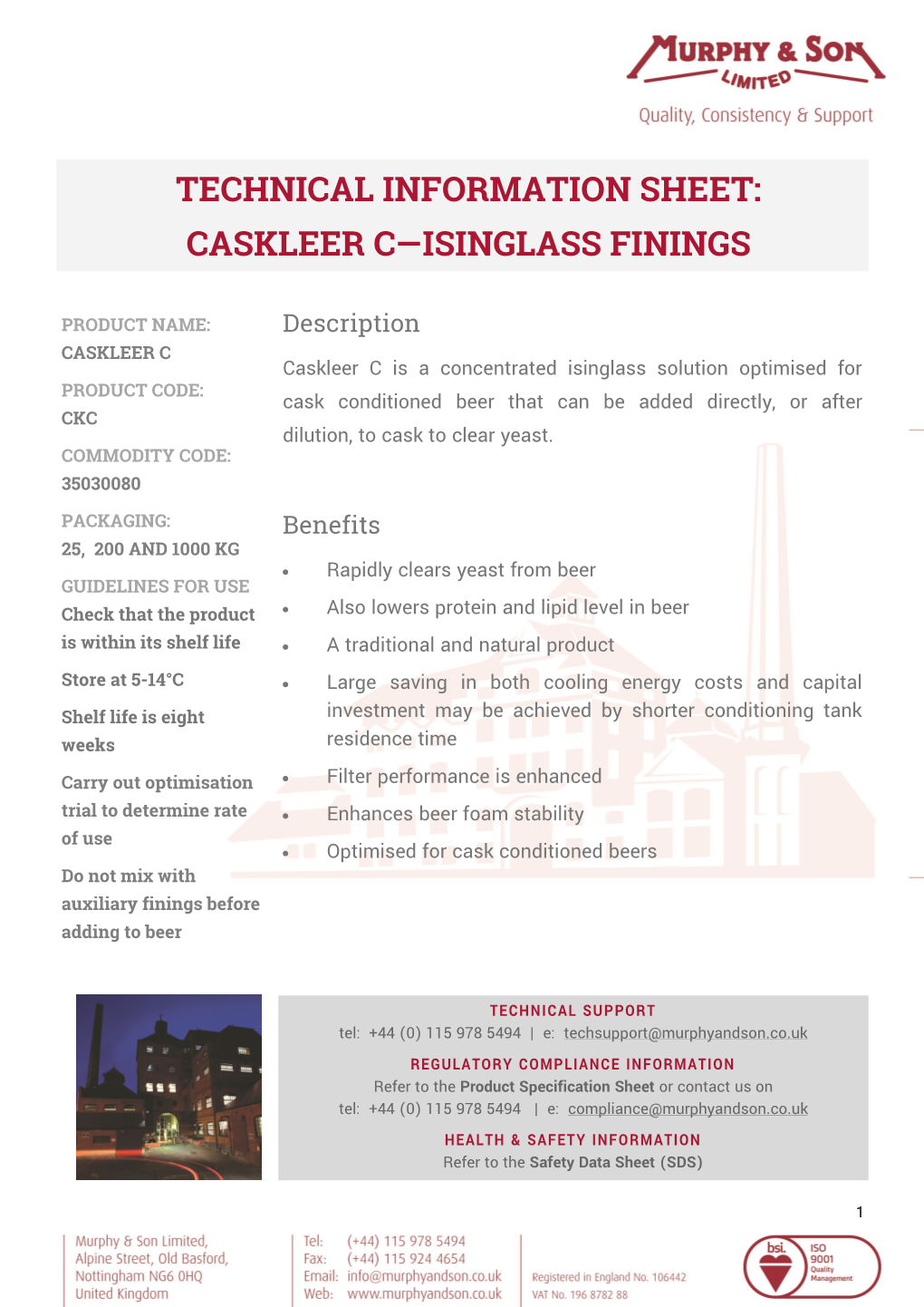 Technical Information Sheet: Caskleer C—Isinglass Finings