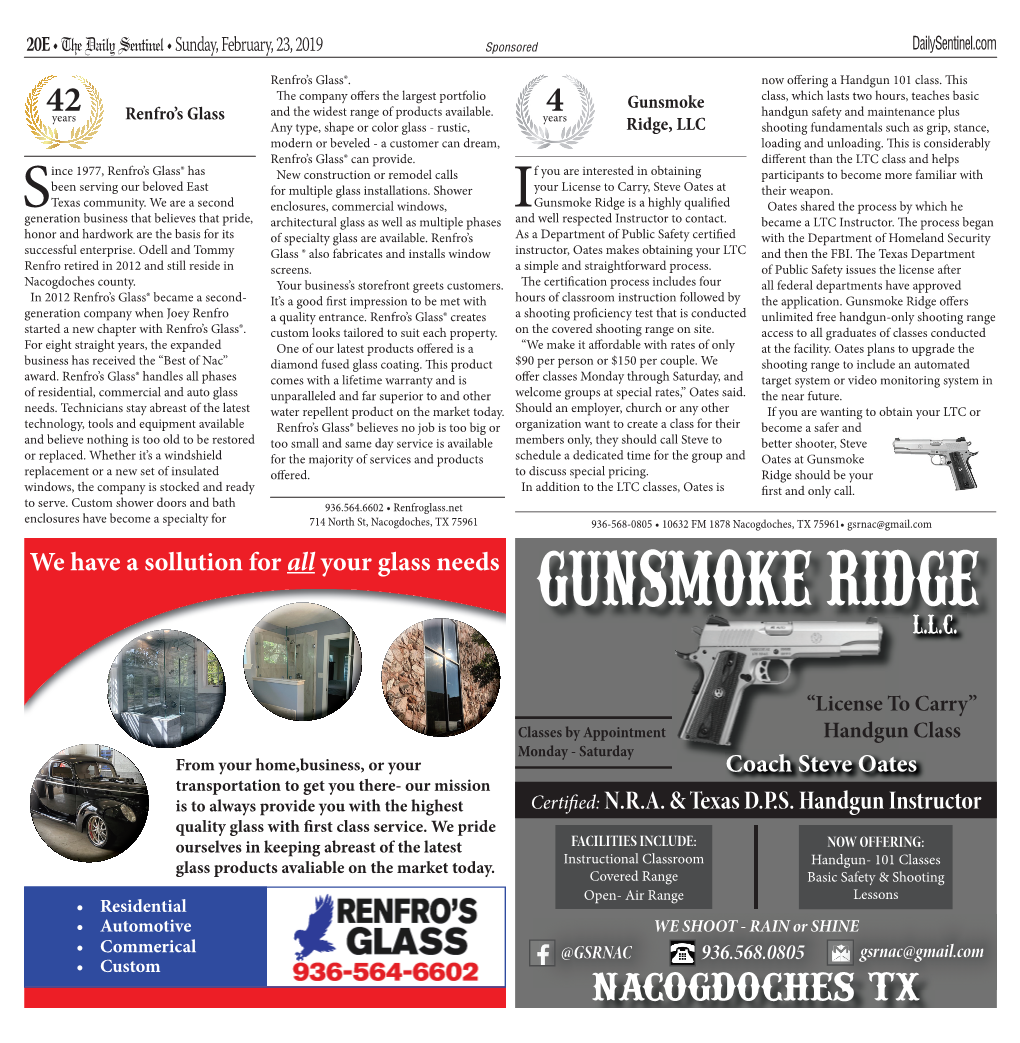 Gunsmoke Ridge Is a Highly Qualiﬁ Ed Oates Shared the Process by Which He Sgeneration Business That Believes That Pride, Iand Well Respected Instructor to Contact