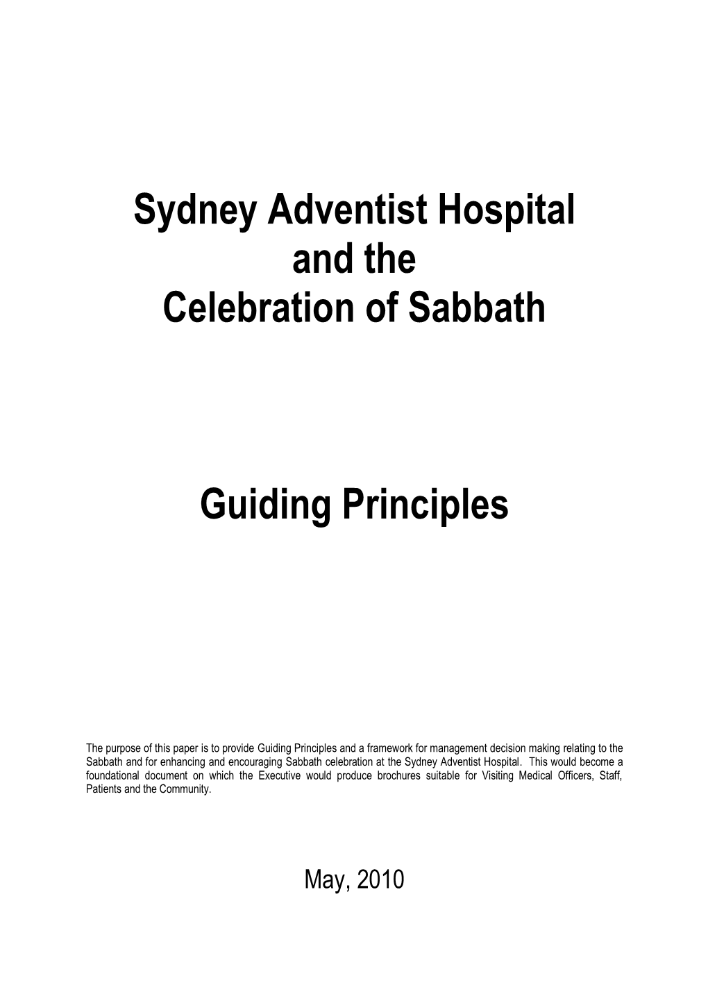 Sabbath Guidelines