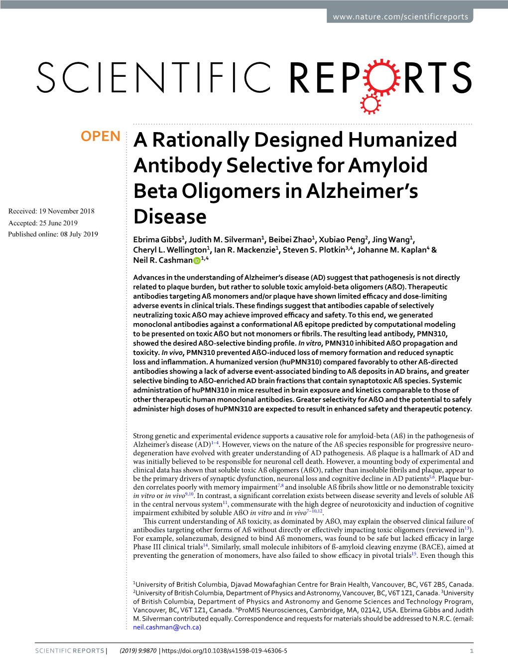 A Rationally Designed Humanized Antibody Selective for Amyloid Beta