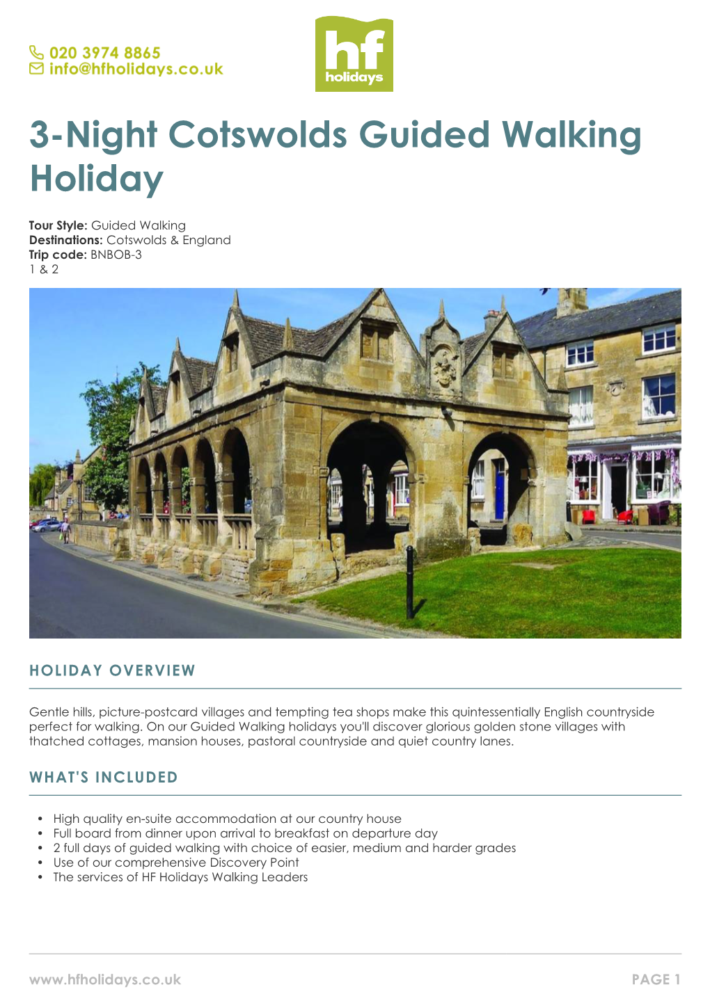 3-Night Cotswolds Guided Walking Holiday