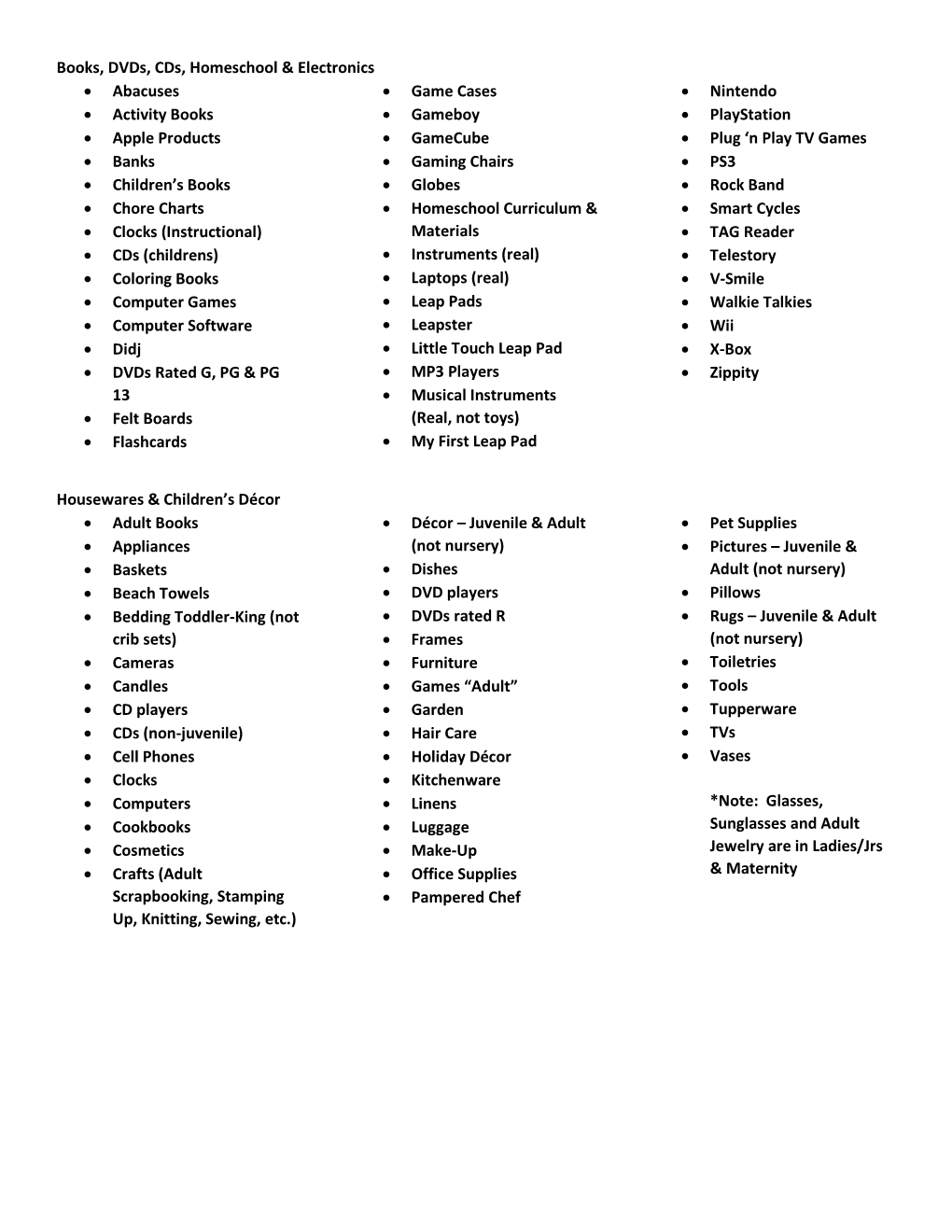 Comprehensive List of Toys