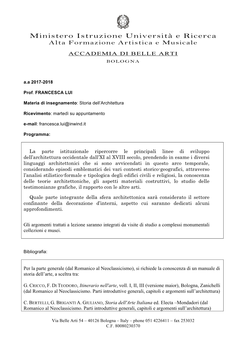 Ministero Istruzione Università E Ricerca Alta Formazione Artistica E Musicale