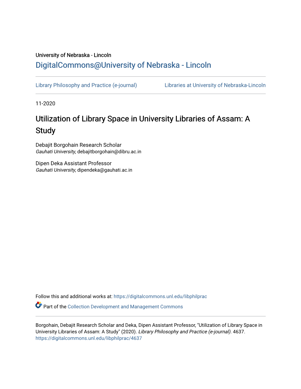 Utilization of Library Space in University Libraries of Assam: a Study