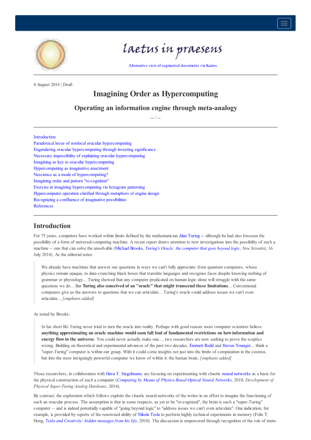 Imagining Order As Hypercomputing Operating an Information Engine Through Meta-Analogy -- /