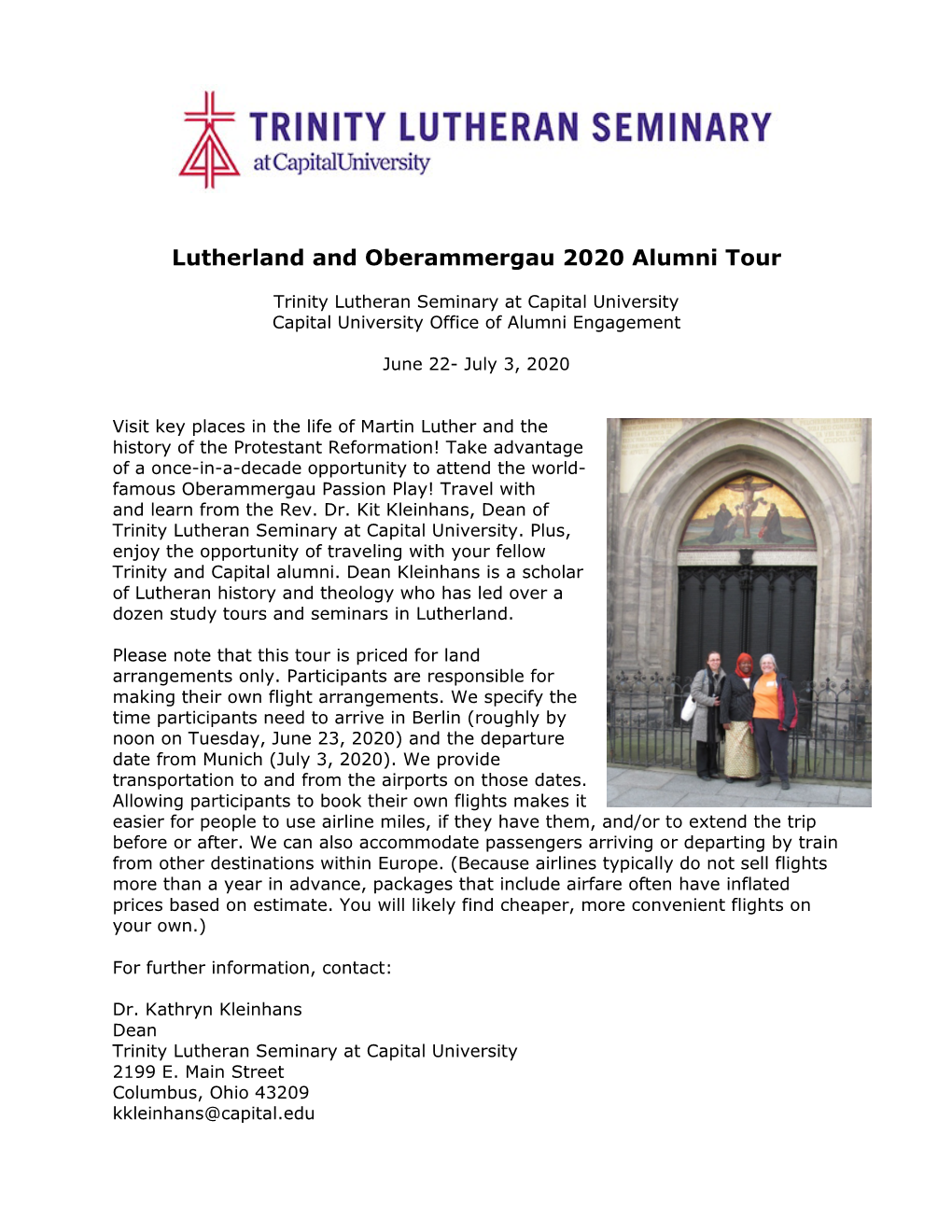 Lutherland and Oberammergau 2020 Alumni Tour