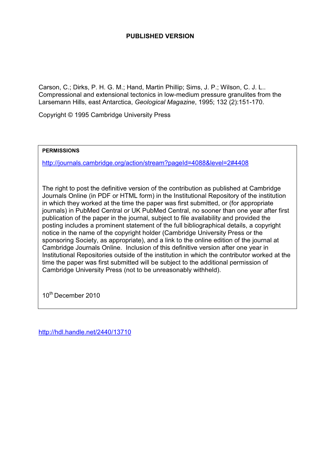 Wilson, CJL. Compressional and Exten