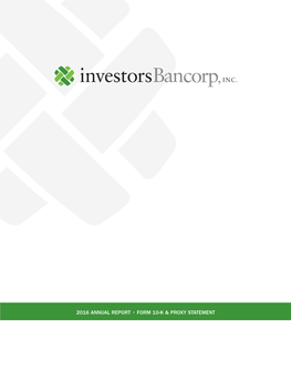 Investors Bancorp, Inc. 2016 Annual Report