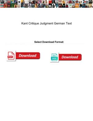 Kant Critique Judgment German Text