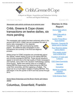Twelve Dailies Sold by Cribb, Greene & Cope