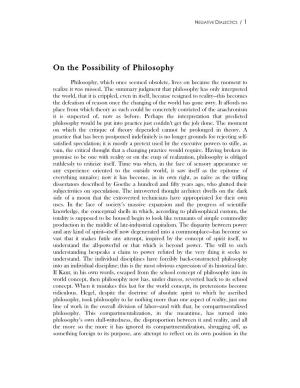 On the Possibility of Philosophy