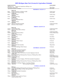 Livestock Schedule2009.Indd