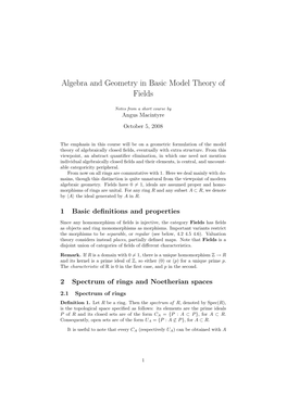 Algebra and Geometry in Basic Model Theory of Fields