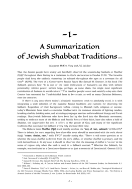 A Summarization of Jewish Shabbat Traditions 2015
