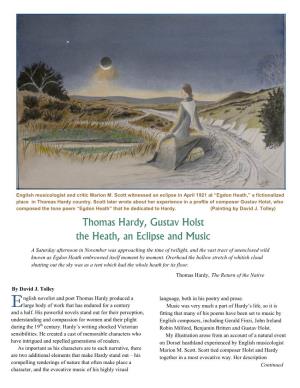 Thomas Hardy, Gustav Holst the Heath, an Eclipse and Music