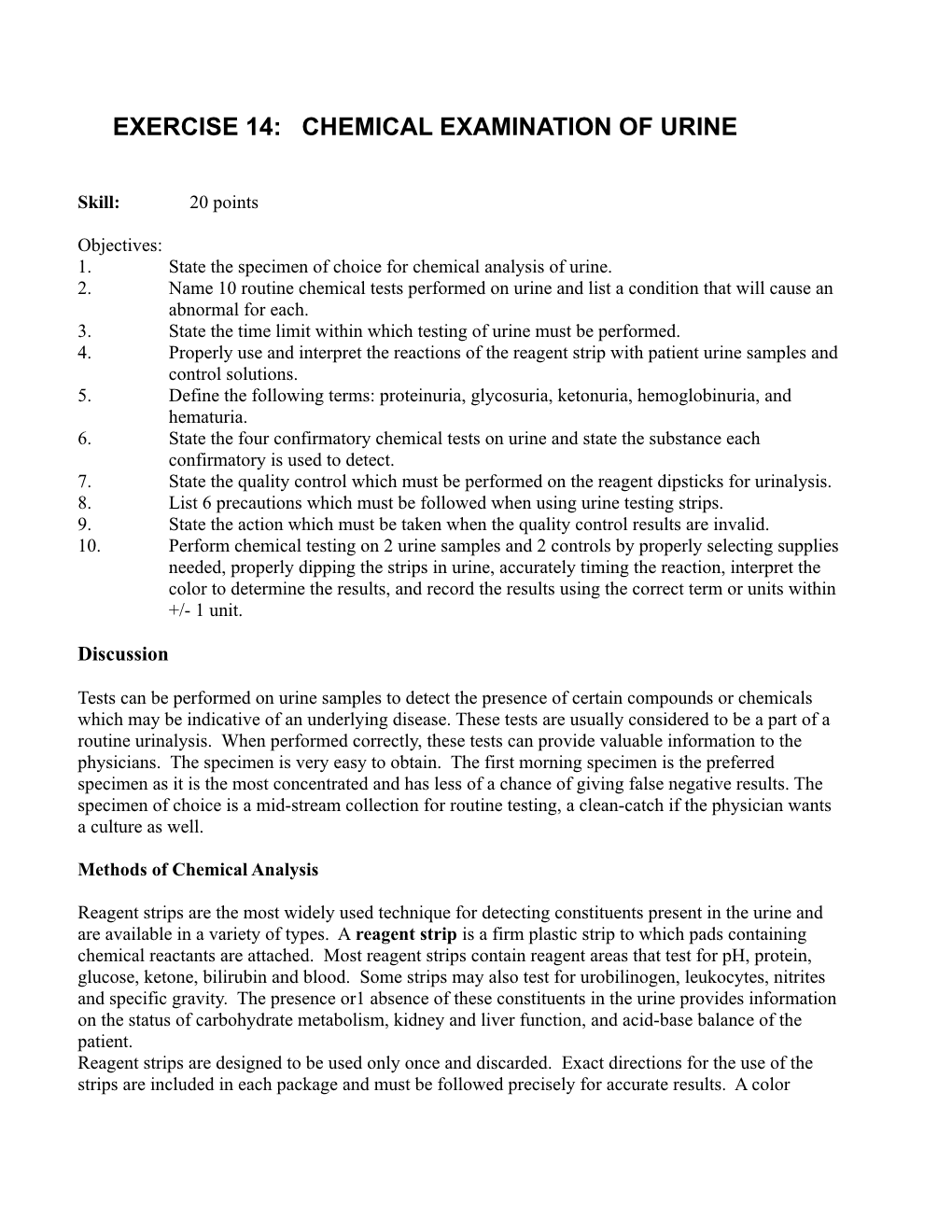 Chemical Examination of Urine