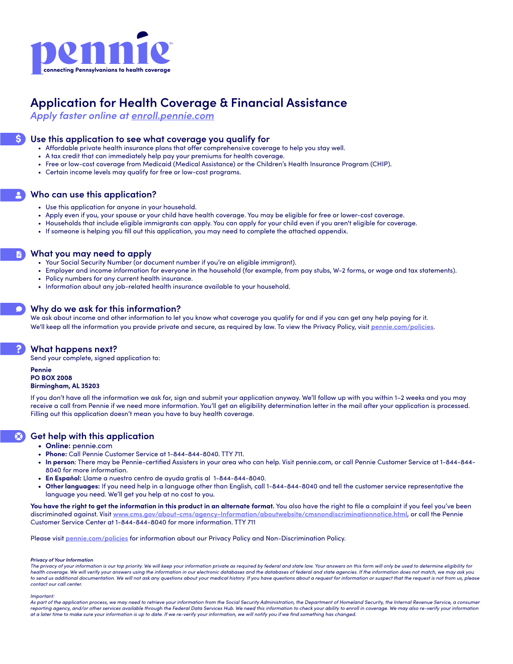 Application for Health Coverage & Financial Assistance