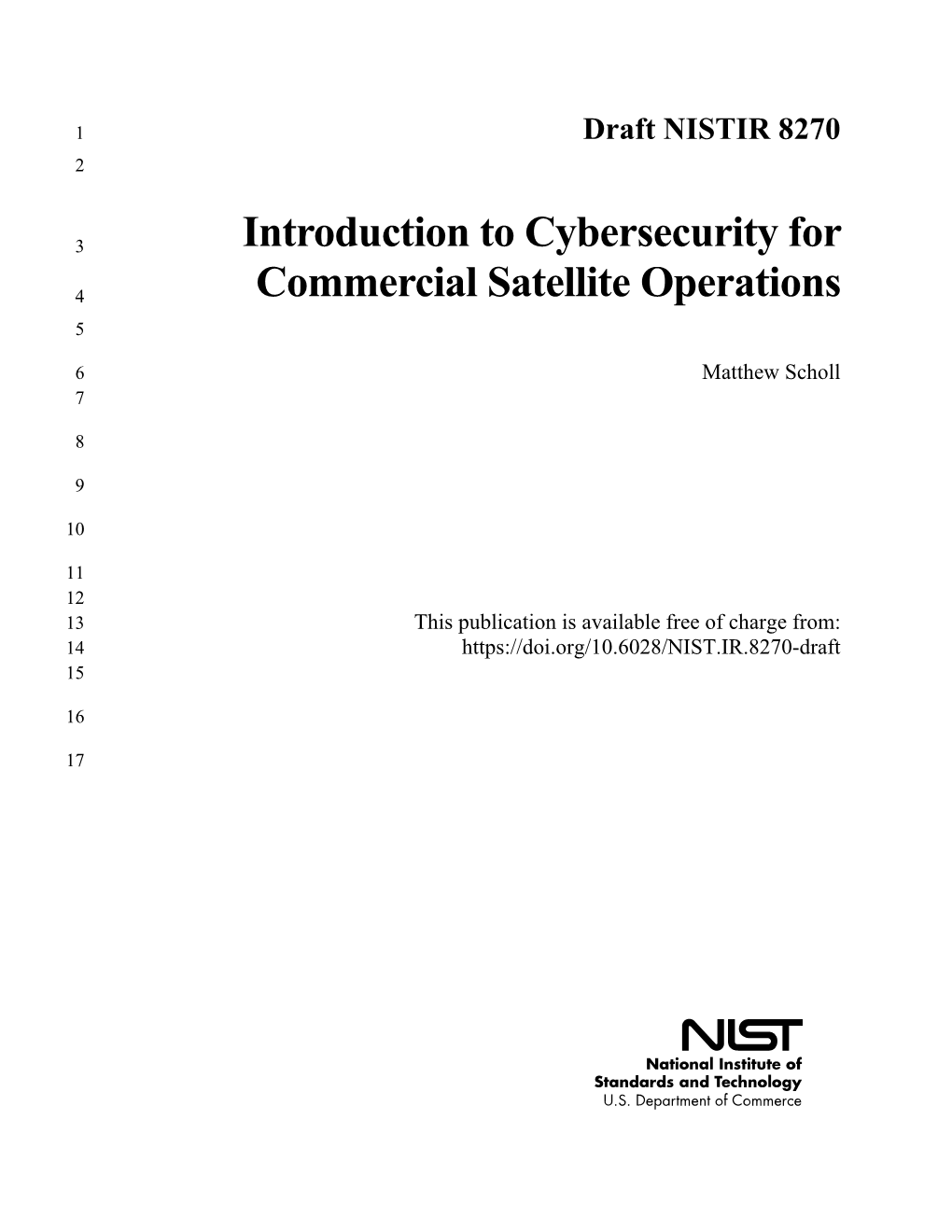 Introduction to Cybersecurity for Commercial Satellite Operations