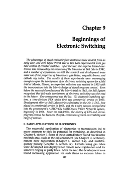 Chapter 9 Beginnings of Electronic Switching