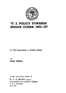 "U. S. Policy Towards Indian Ocean, 1965—72"