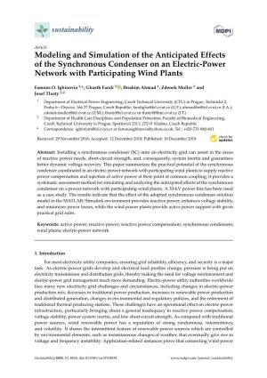 Modeling and Simulation of the Anticipated Effects of the Synchronous Condenser on an Electric-Power Network with Participating Wind Plants