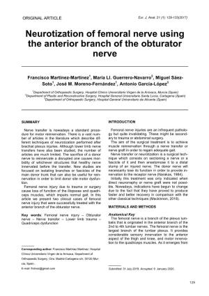Neurotization of Femoral Nerve Using the Anterior Branch of the Obturator Nerve