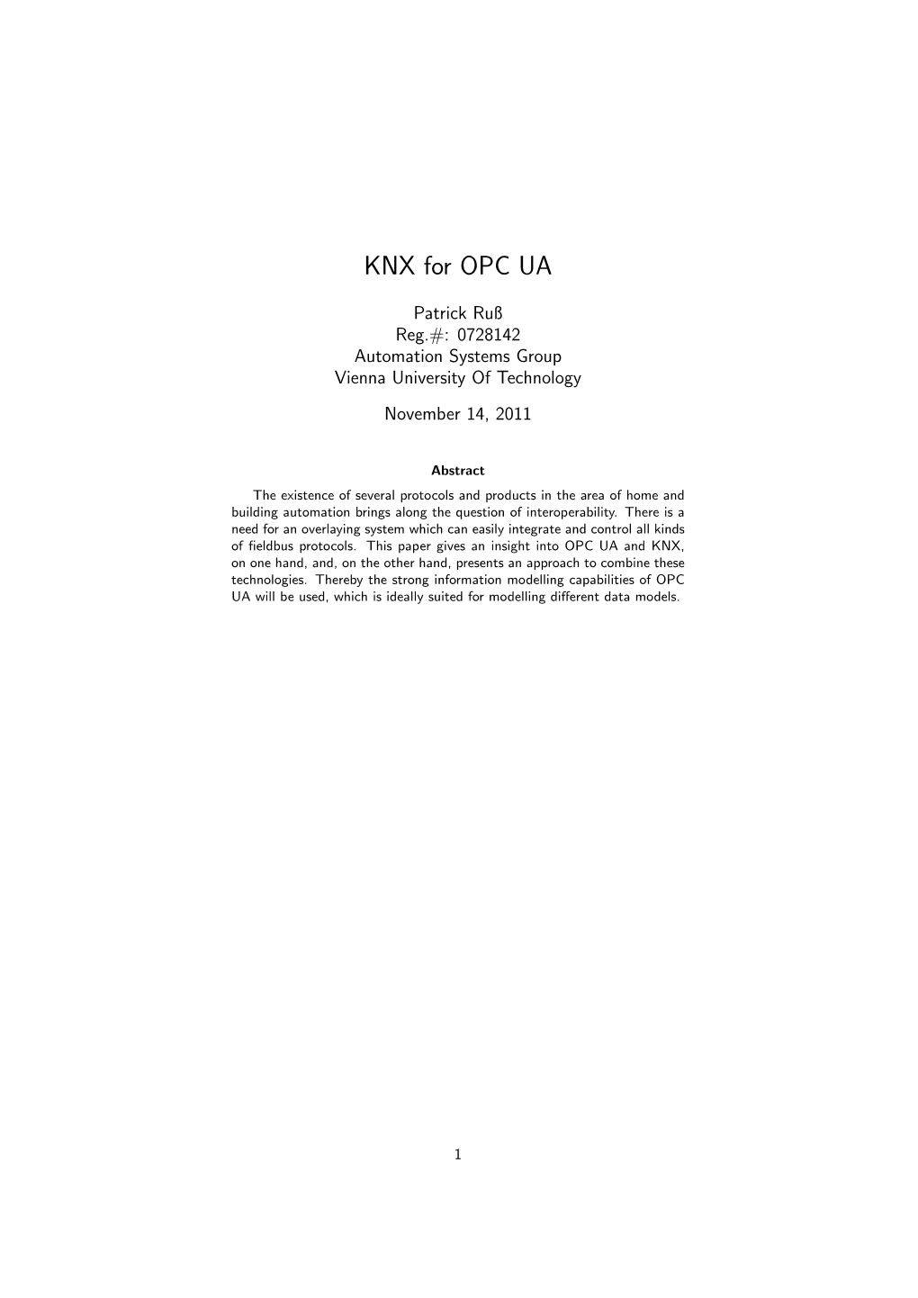 KNX for OPC UA