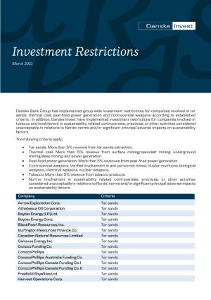 Investment Restrictions March 2021