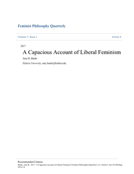 A Capacious Account of Liberal Feminism Amy R