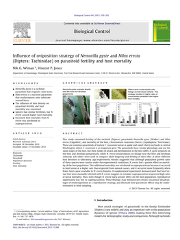 Diptera: Tachinidae) on Parasitoid Fertility and Host Mortality