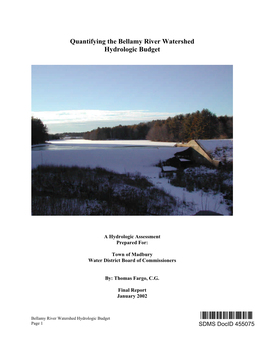 Quantifying the Bellamy River Watershed Hydologic