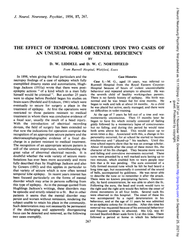 The Effect of Temporal Lobectomy Upon Two Cases of an Unusual Form of Mental Deficiency by D
