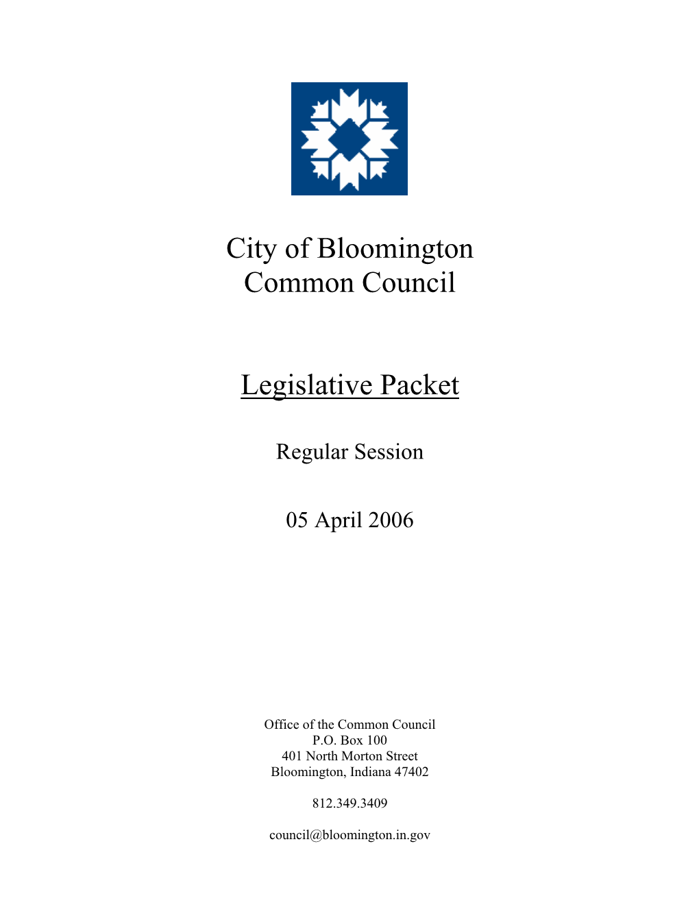 City of Bloomington Common Council Legislative Packet