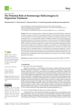 The Potential Role of Serotonergic Hallucinogens in Depression Treatment