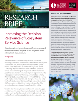 Increasing the Decision- Relevance of Ecosystem Service Science