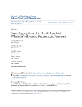 Super-Aggregations of Krill and Humpback Whales in Wilhelmina Bay, Antarctic Peninsula Douglas P
